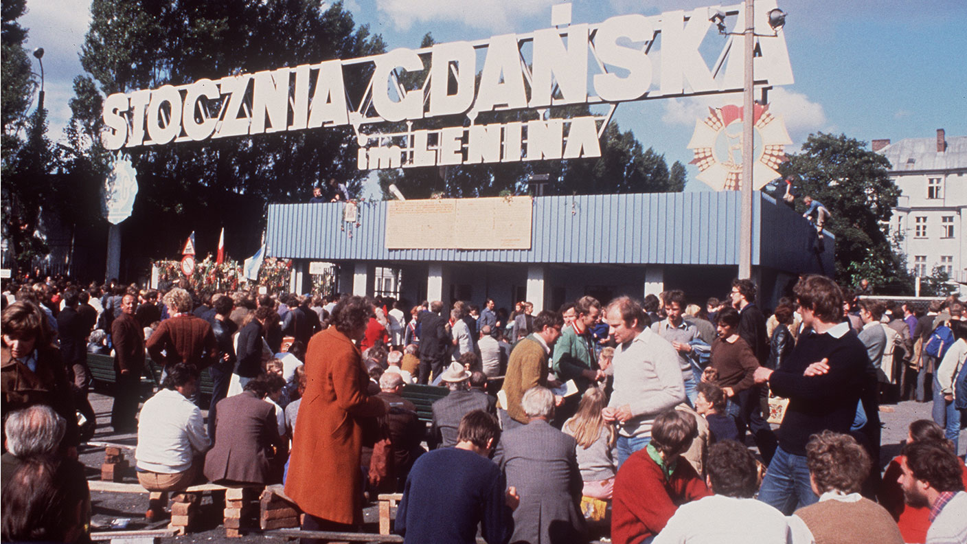 Strike at the Lenin Shipyard in Gdańsk, 1980.