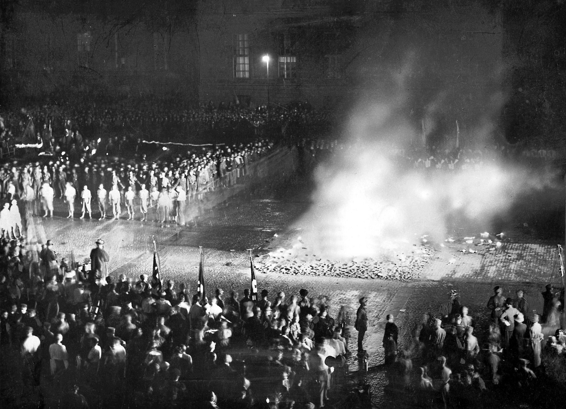 Nazi book burning at the Bebelplatz in Berlin, 1933.